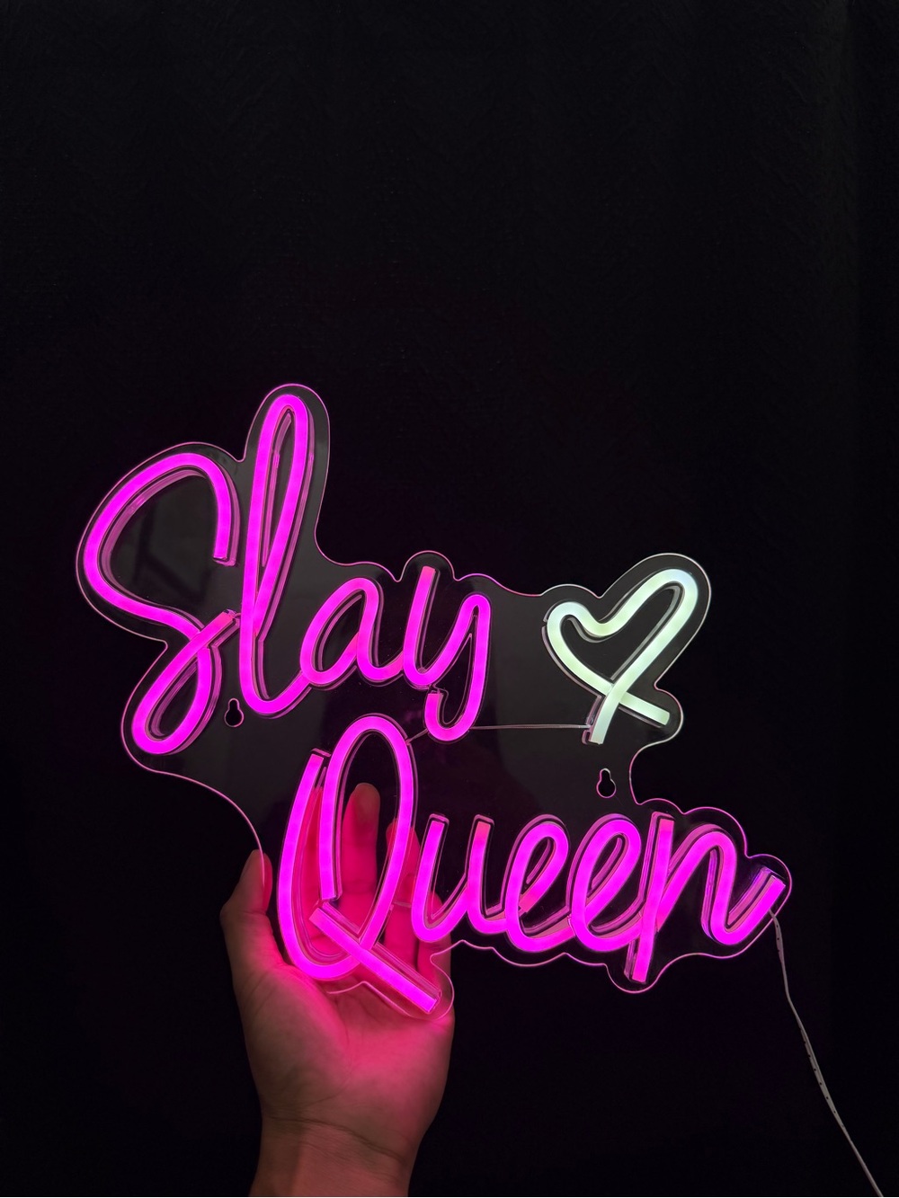 LED LIGHT Neon "Slay Queen" Sign 12inx12in - Pink & White